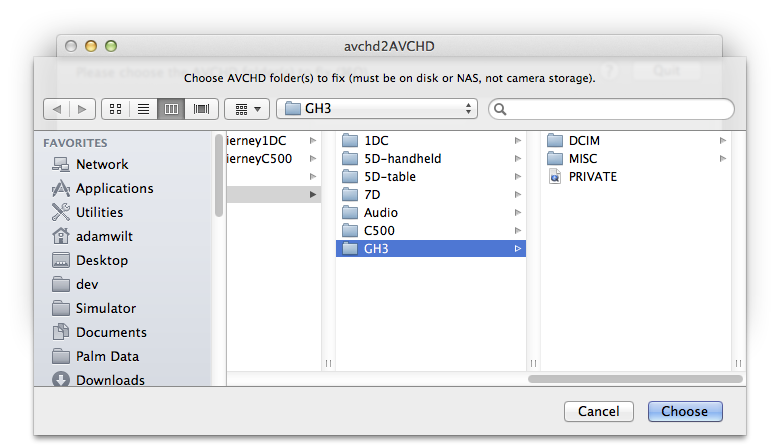 avchd2AVCHD selecting a folder